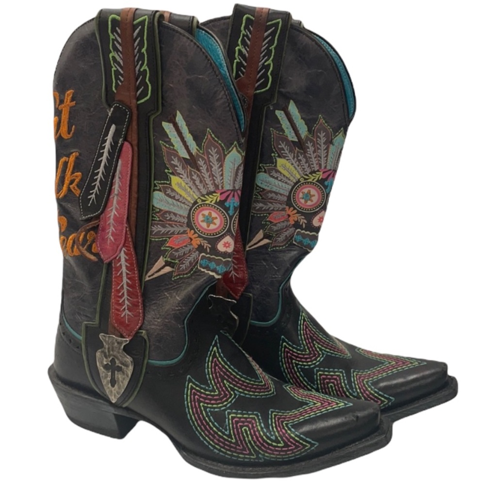 ARIAT Gypsy Soule Indian Feathered Sugar Skull Cowboy boots Don’t Walk In Fear 7